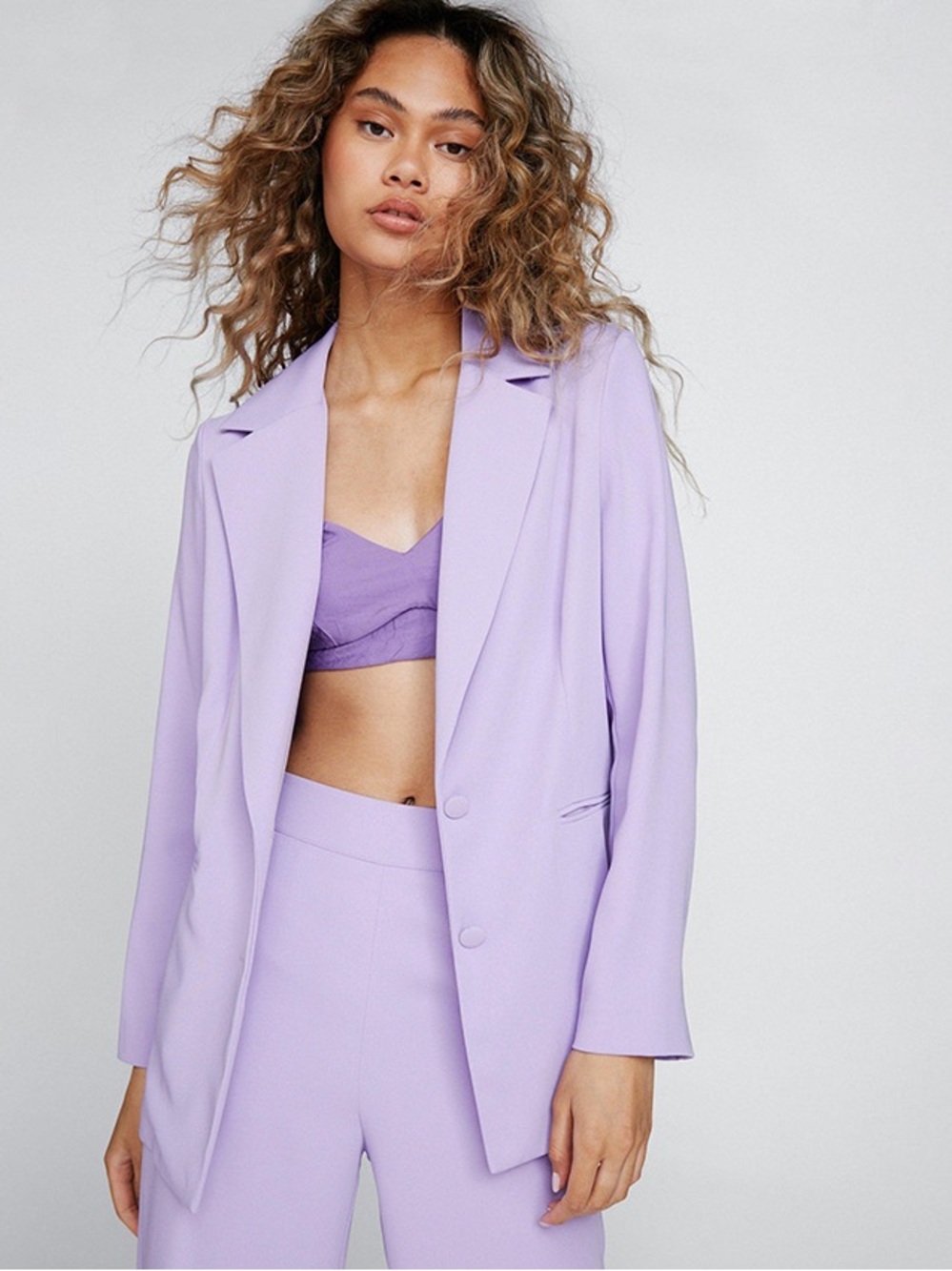 Nasty Gal Lilac Single-Breasted Blazer